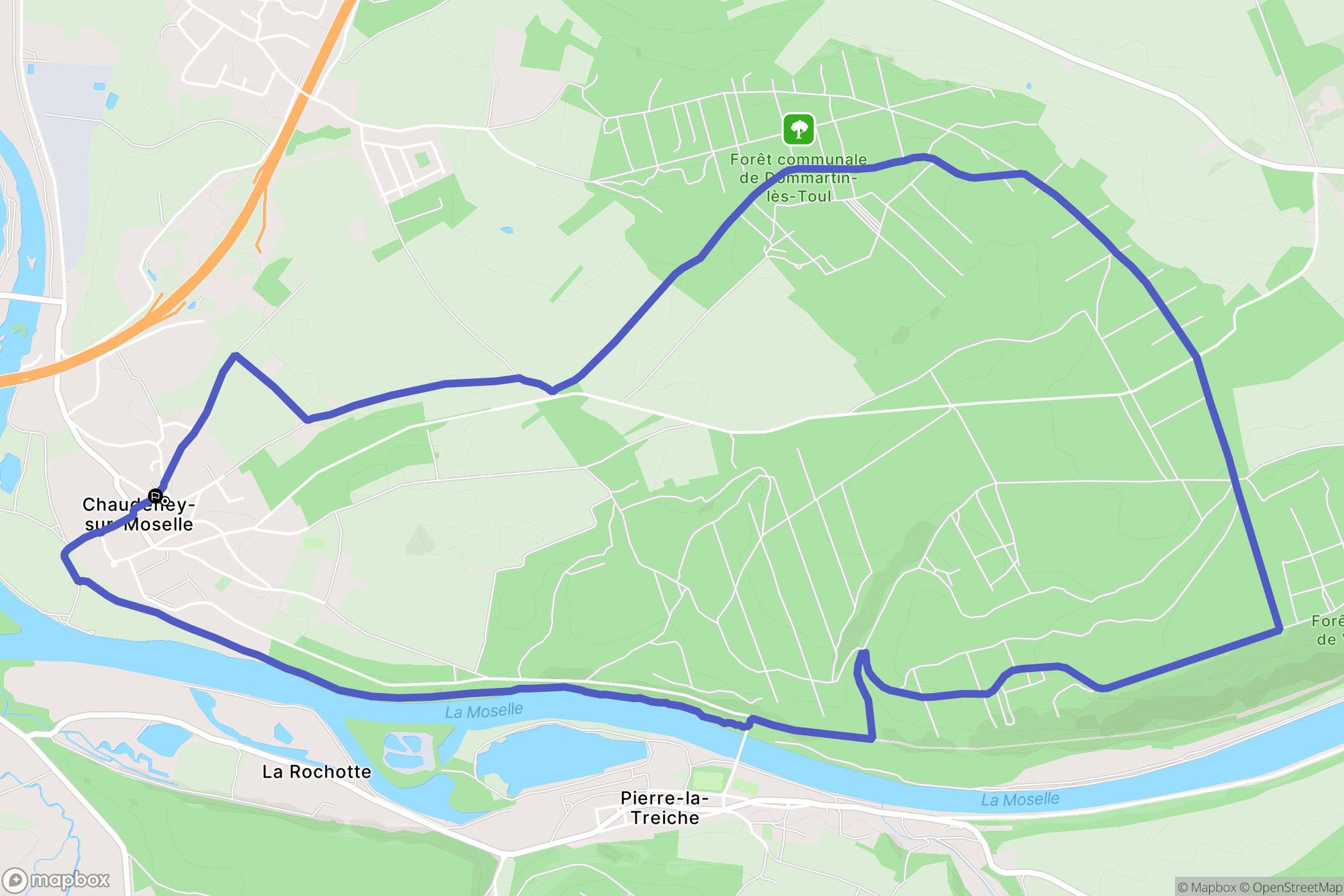Chaudeney-sur-Moselle : carte du parcours de randonnée - France