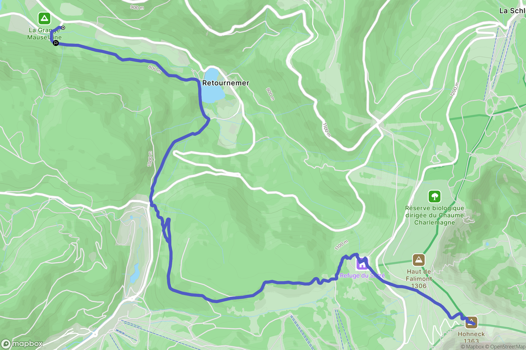 Xonrupt-Longemer : carte du parcours de randonnée - France