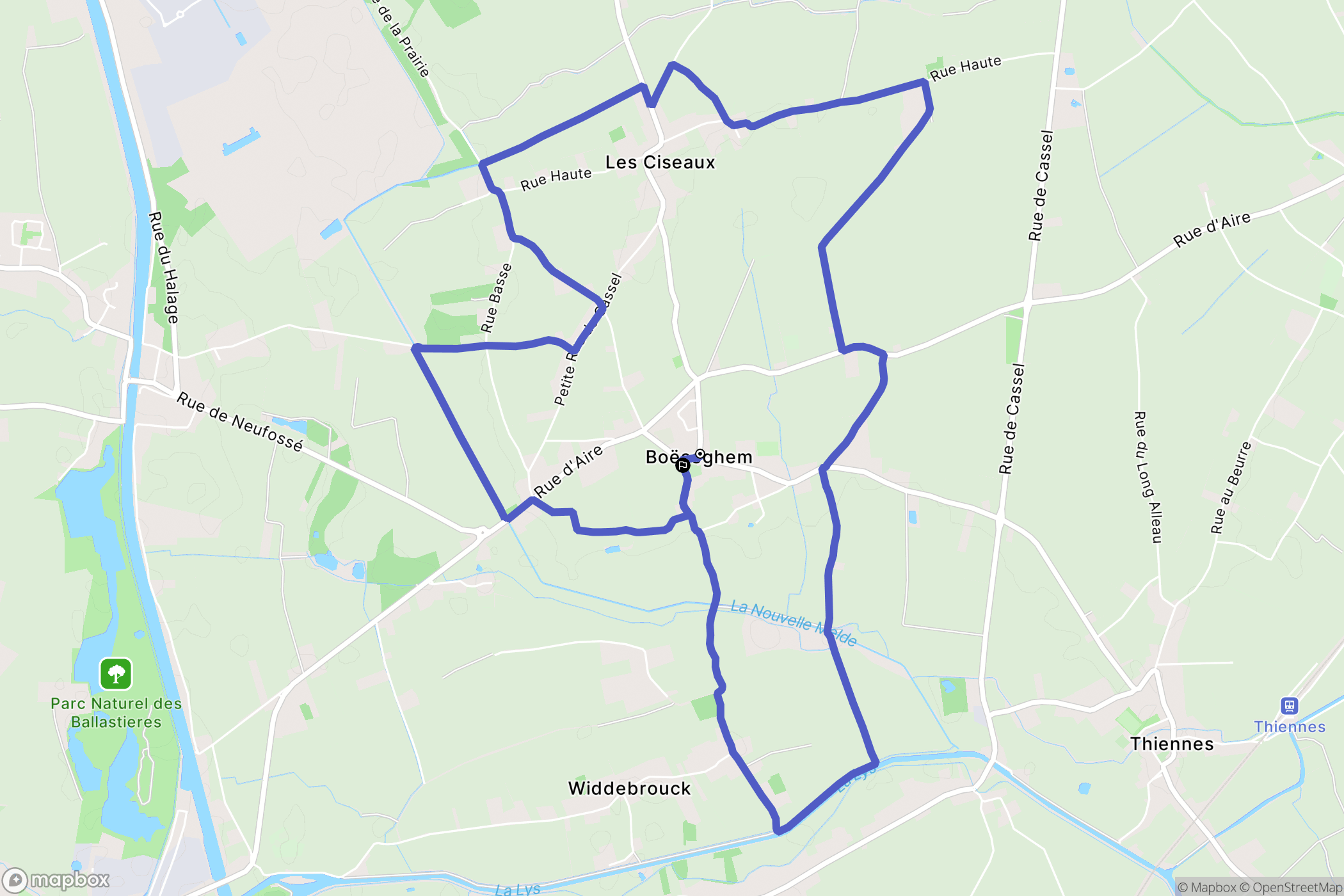 Boëseghem : carte du parcours de randonnée - France