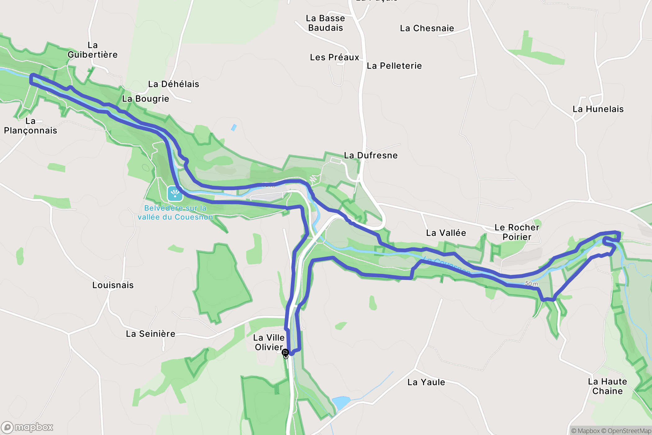 Mézières-sur-Couesnon : carte du parcours de randonnée - France