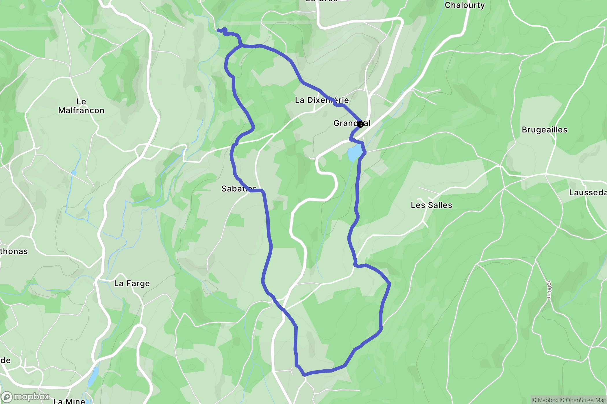 Grandval : carte du parcours de randonnée - France