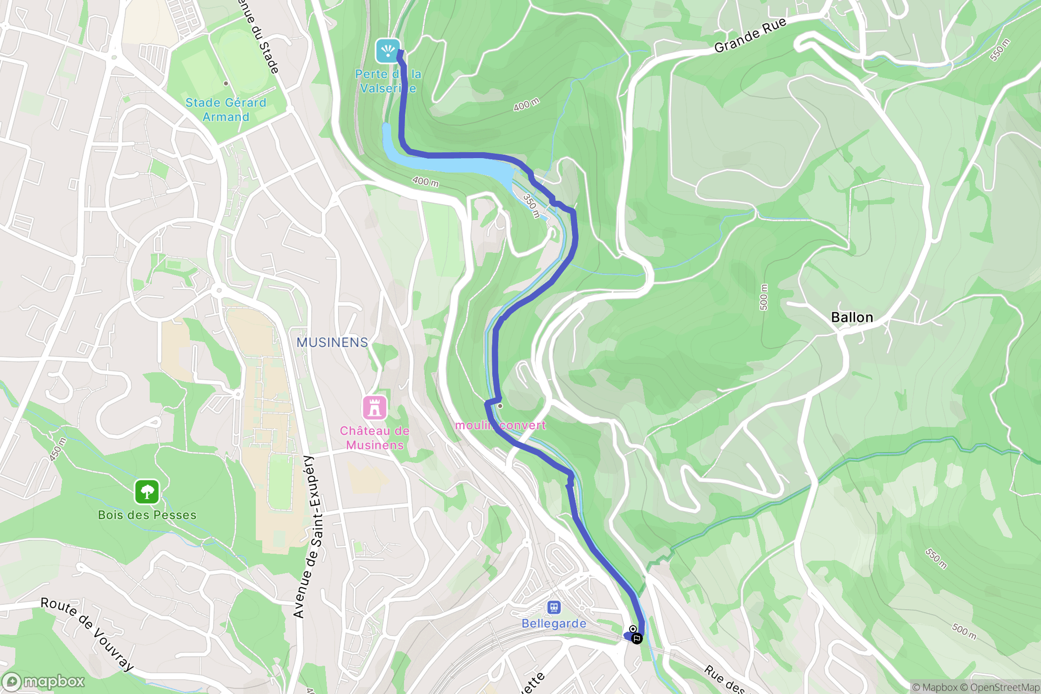 Valserhône : carte du parcours de randonnée - France