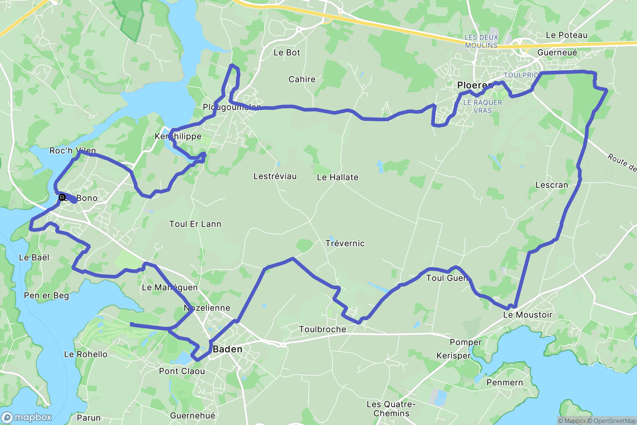 Bono : carte du parcours de randonnée - France