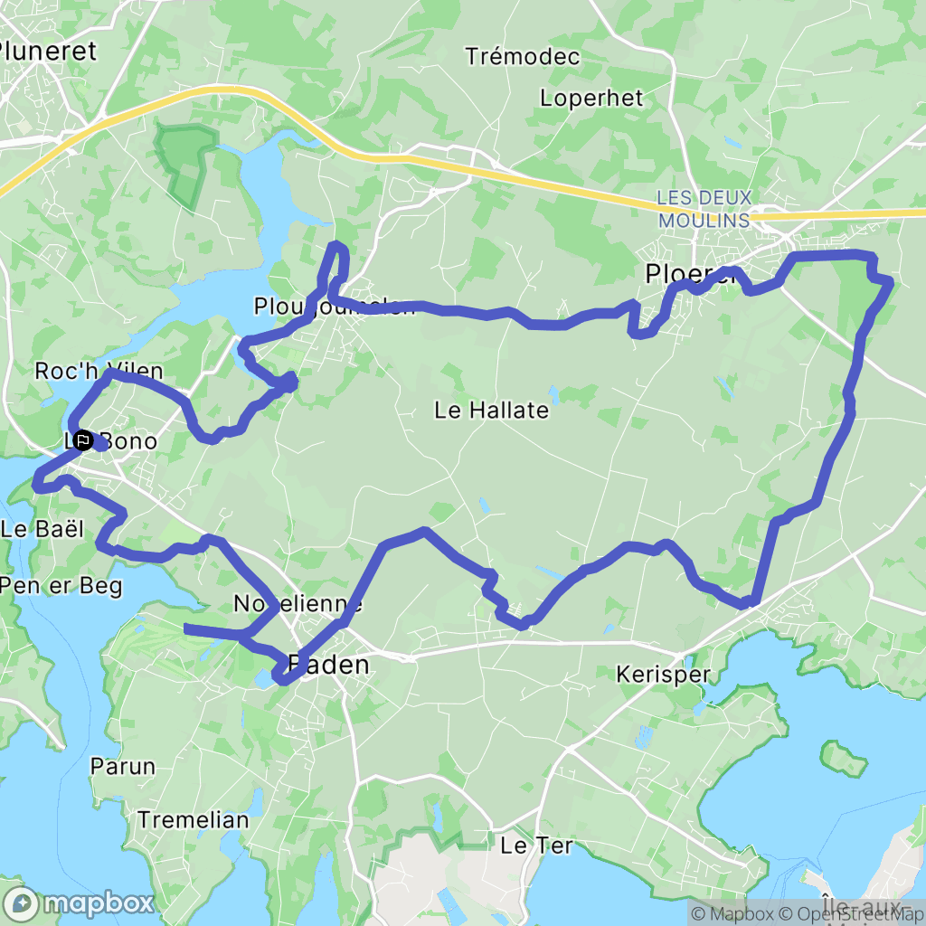 Bono : carte du parcours de randonnée - France