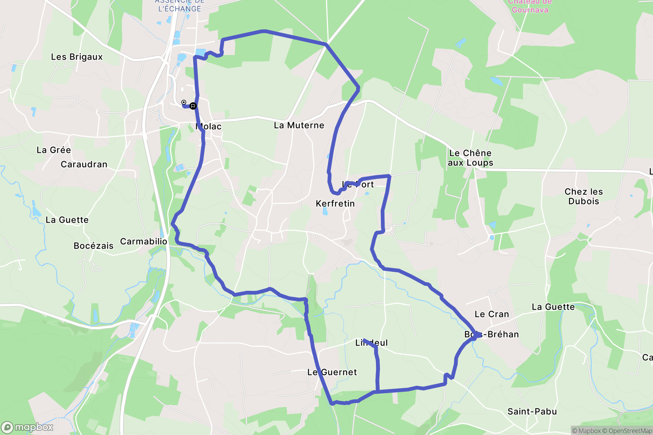 Molac : carte du parcours de randonnée - France