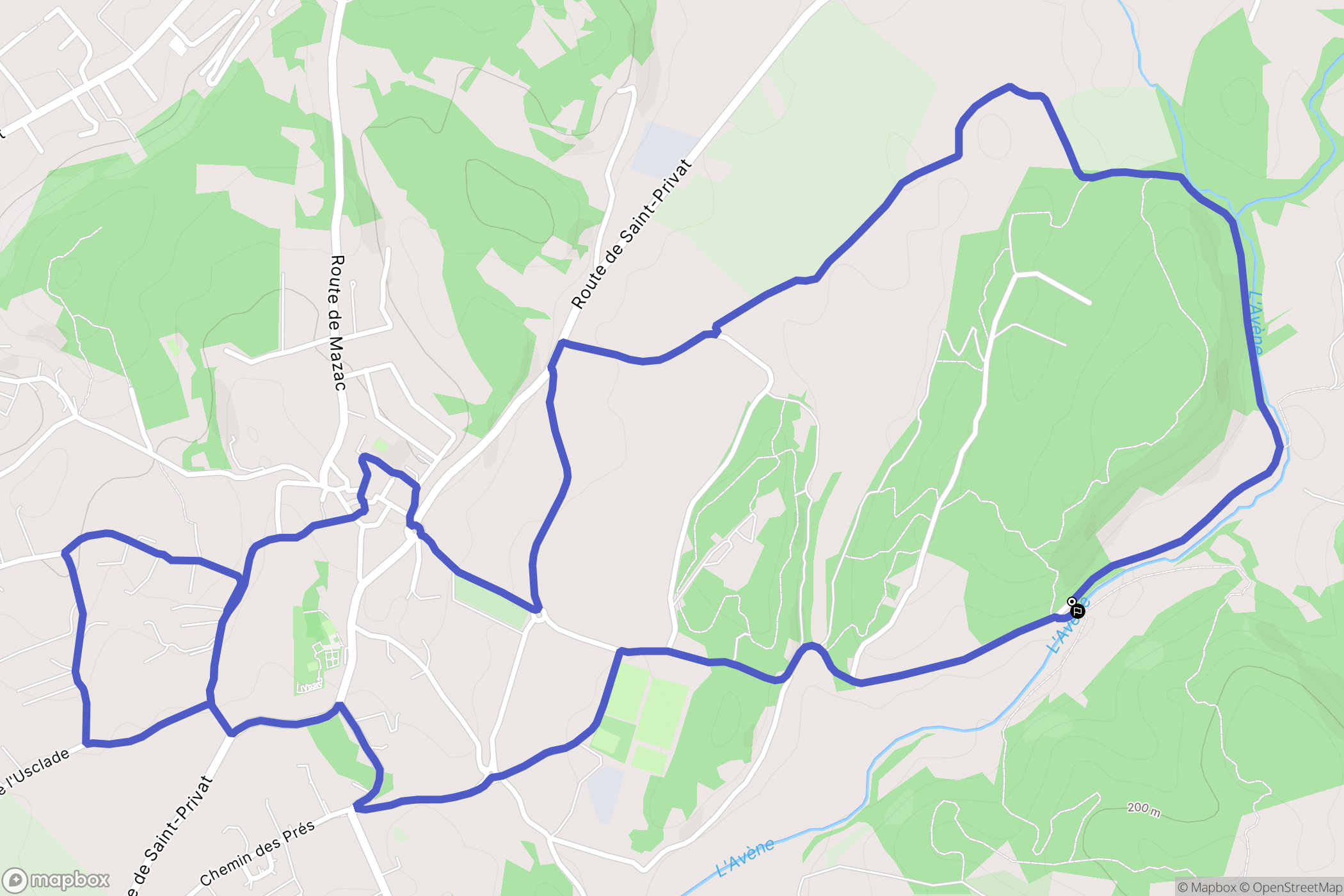 Saint-Privat-des-Vieux : carte du parcours de randonnée - France