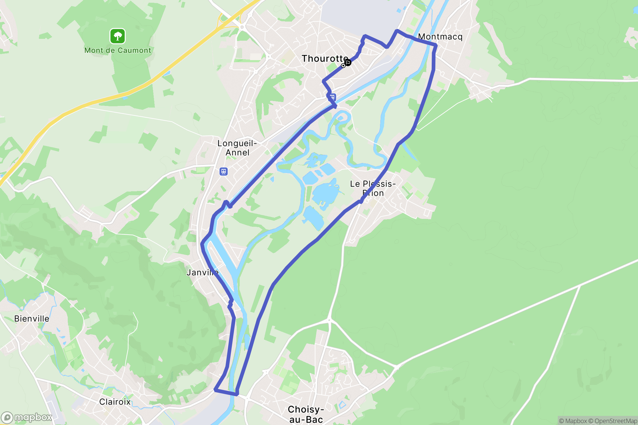 Thourotte : carte du parcours de randonnée - France
