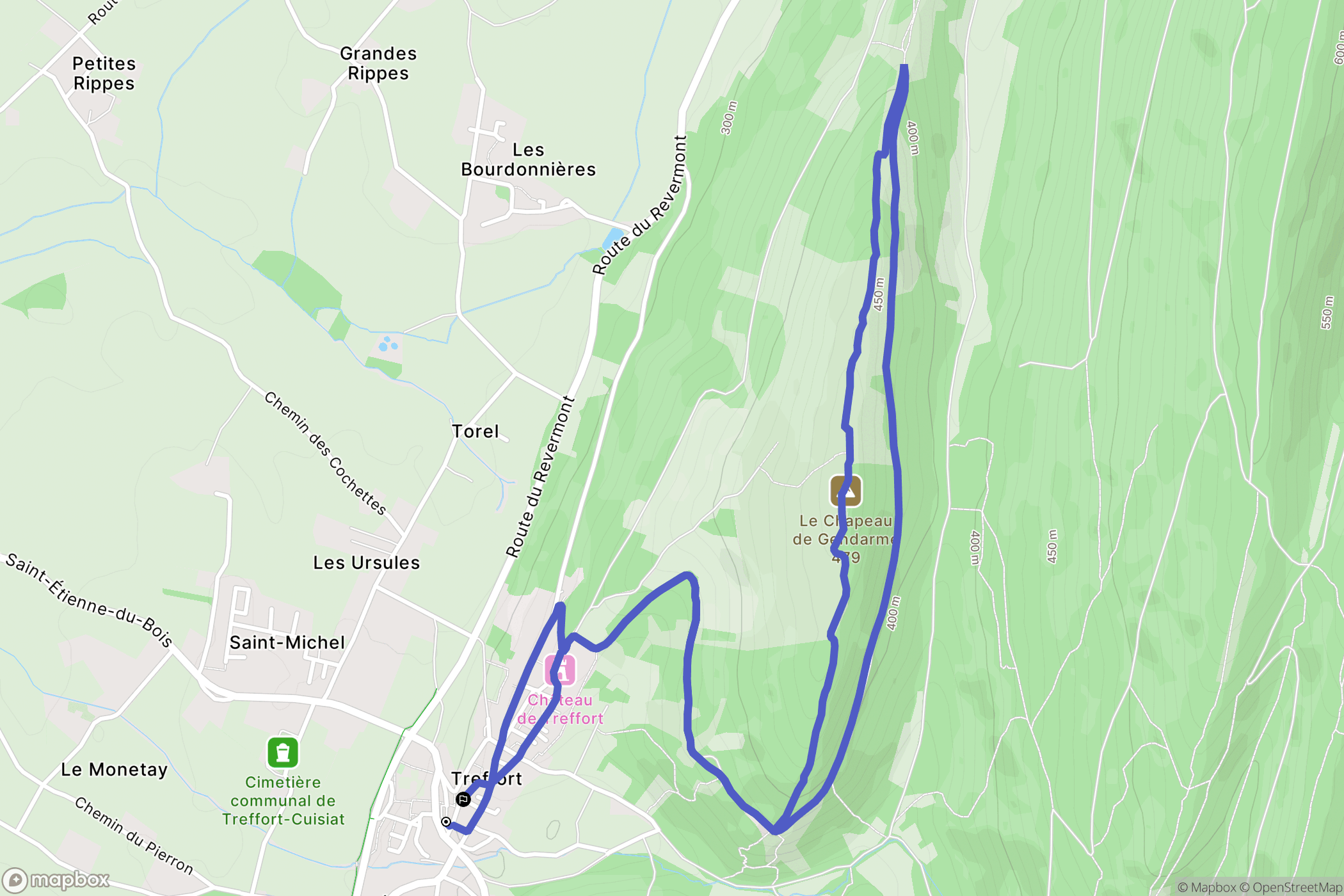 Val-Revermont : carte du parcours de randonnée - France