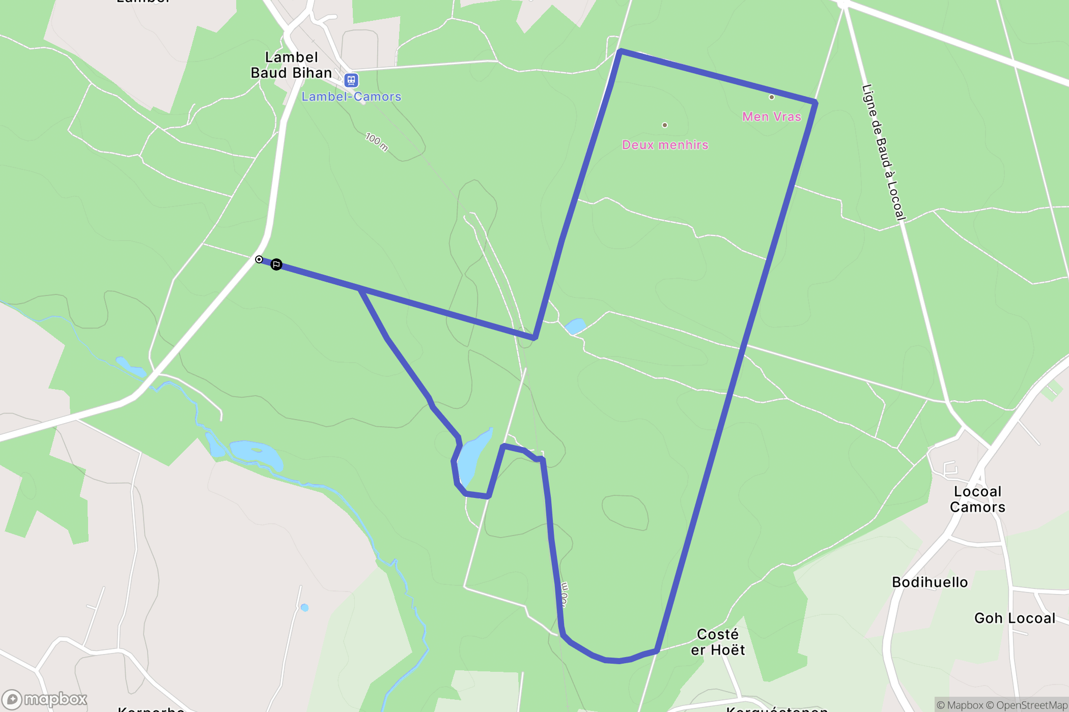Camors : carte du parcours de randonnée - France