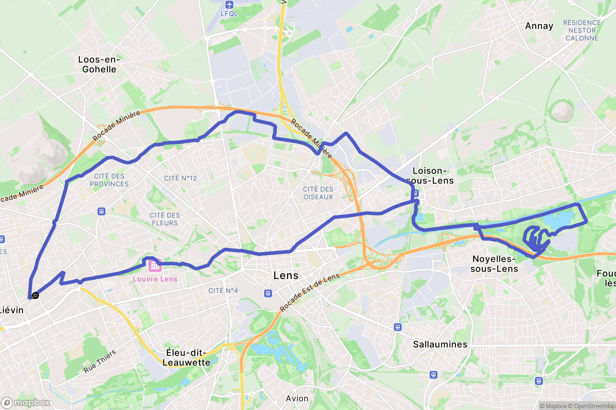 Liévin : carte du parcours de randonnée - France