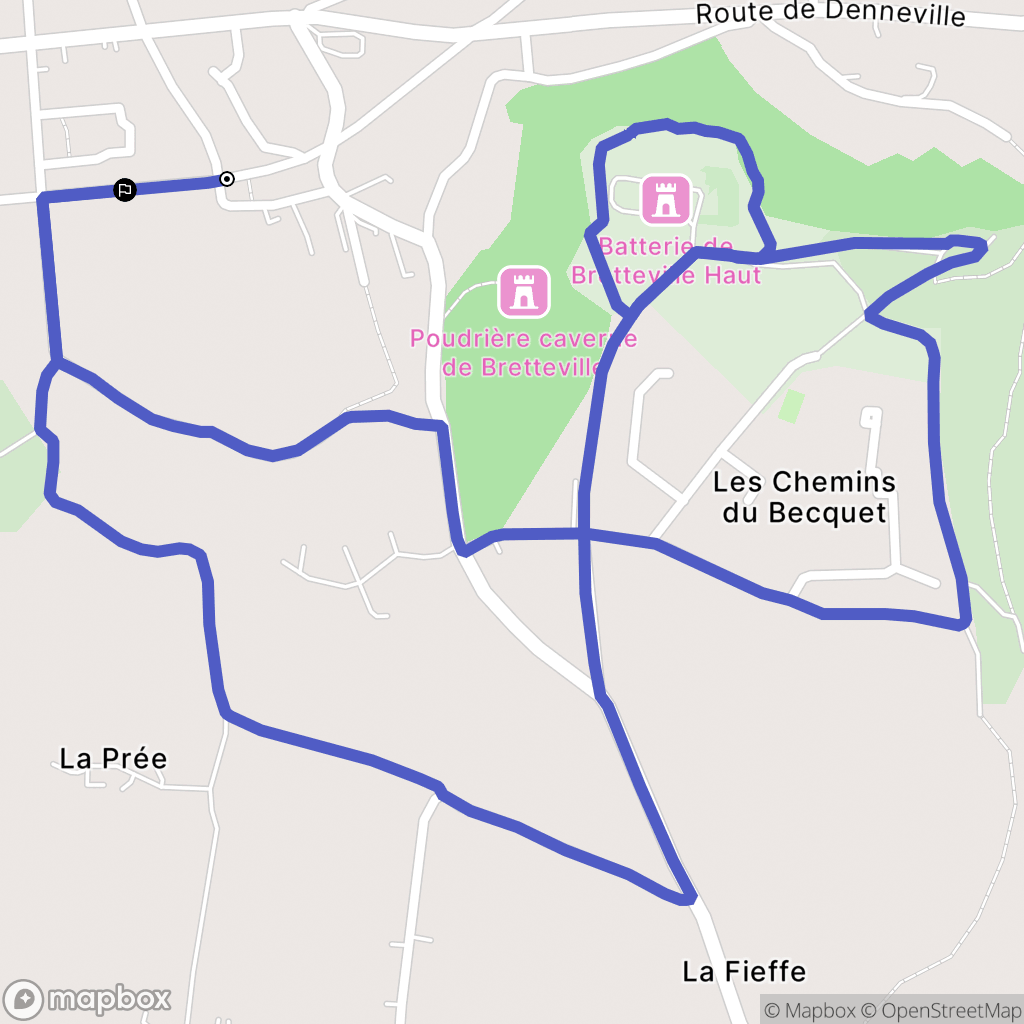 Digosville : carte du parcours de randonnée - France