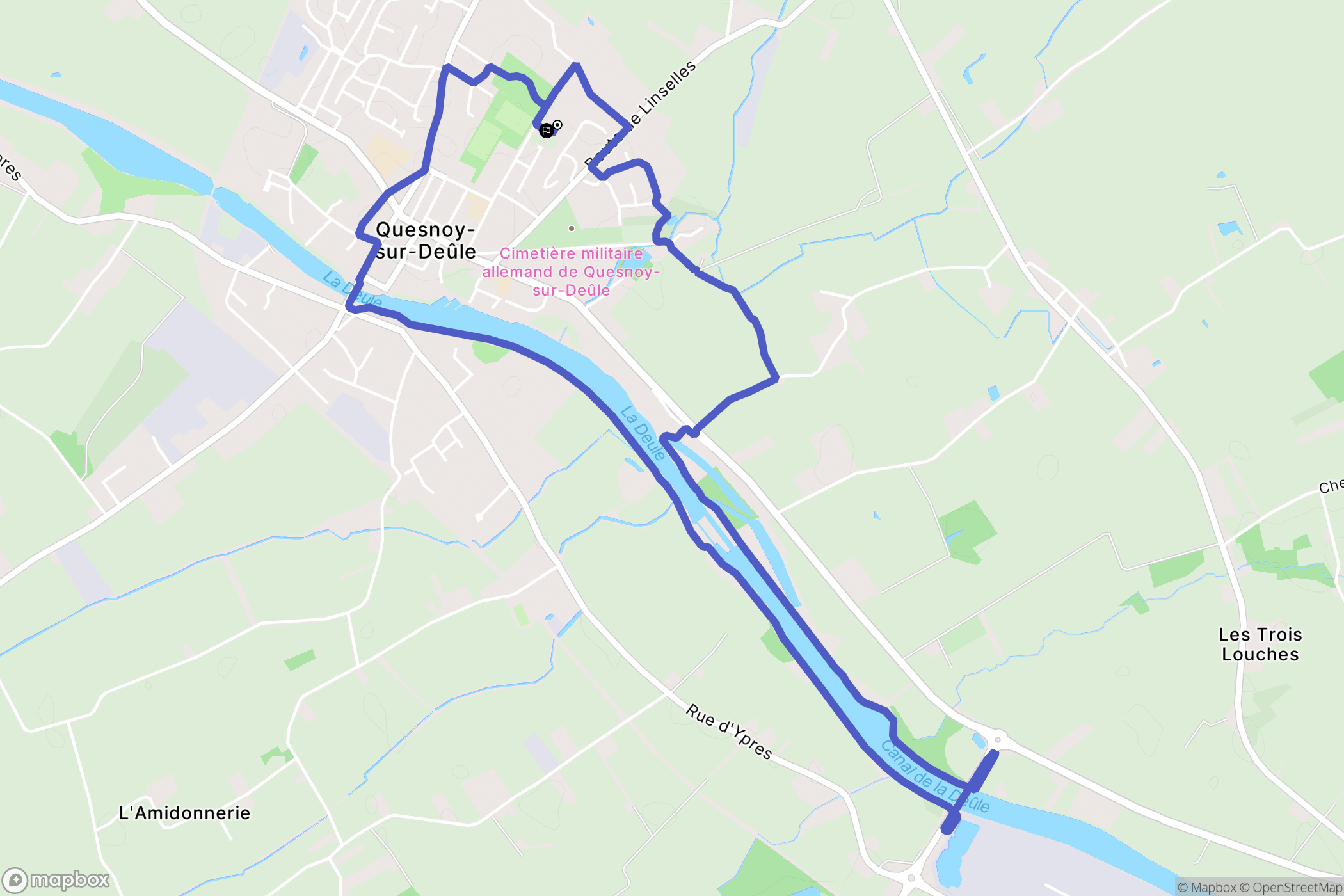 Quesnoy-sur-Deûle : carte du parcours de randonnée - France