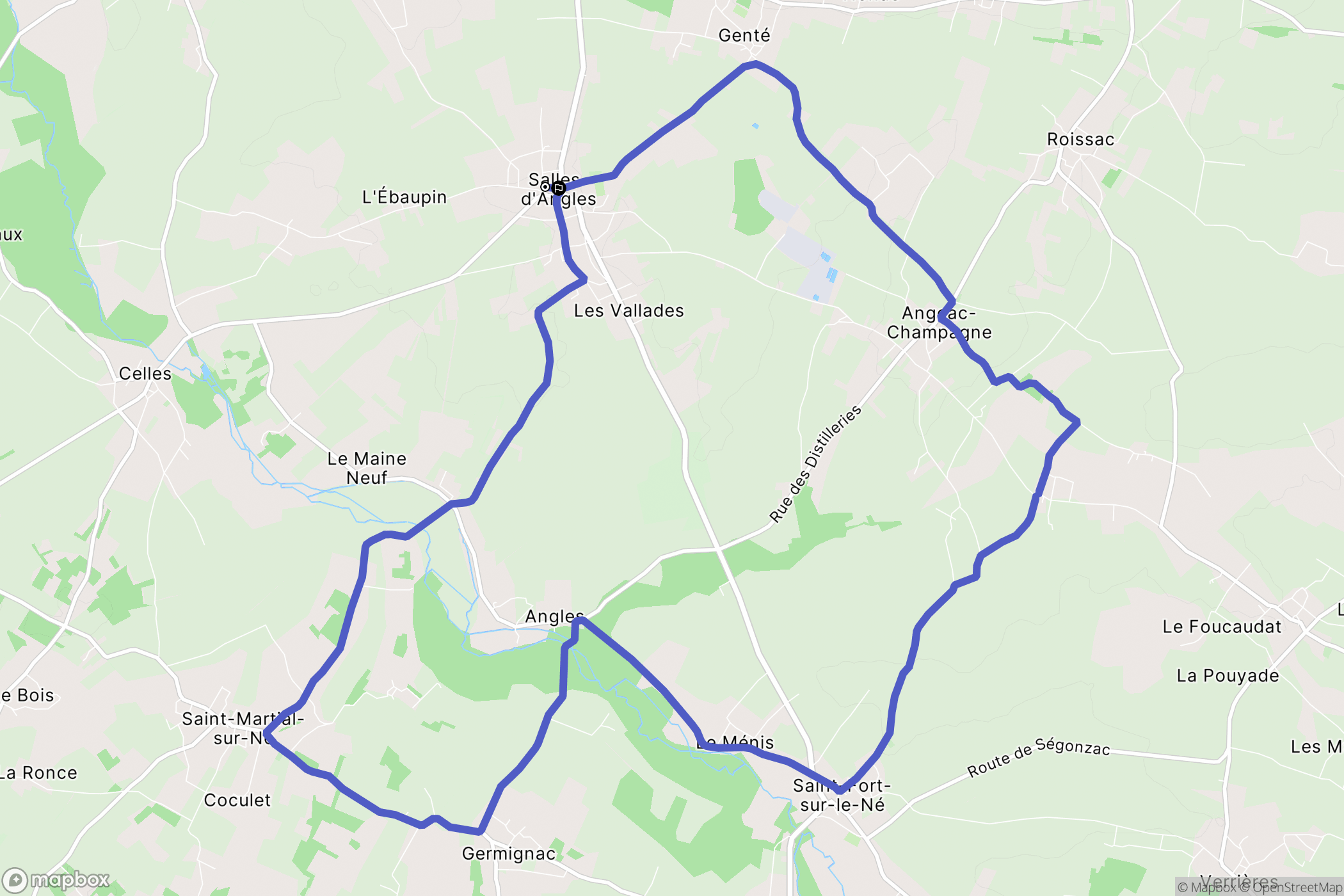 Salles-d'Angles : carte du parcours de randonnée - France