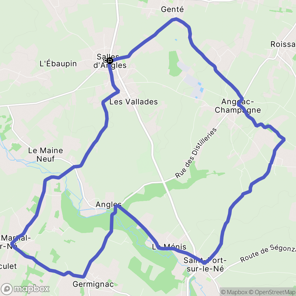 Salles-d'Angles : carte du parcours de randonnée - France