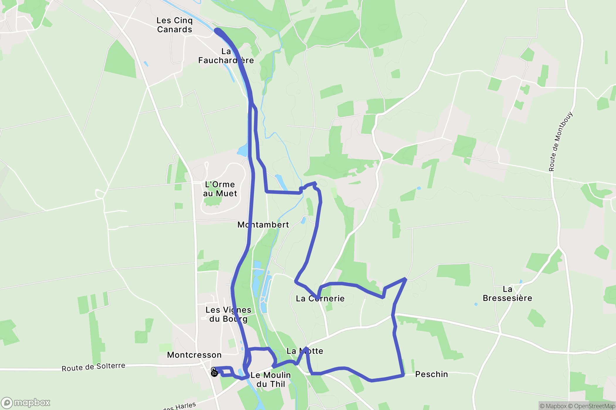 Montcresson : carte du parcours de randonnée - France