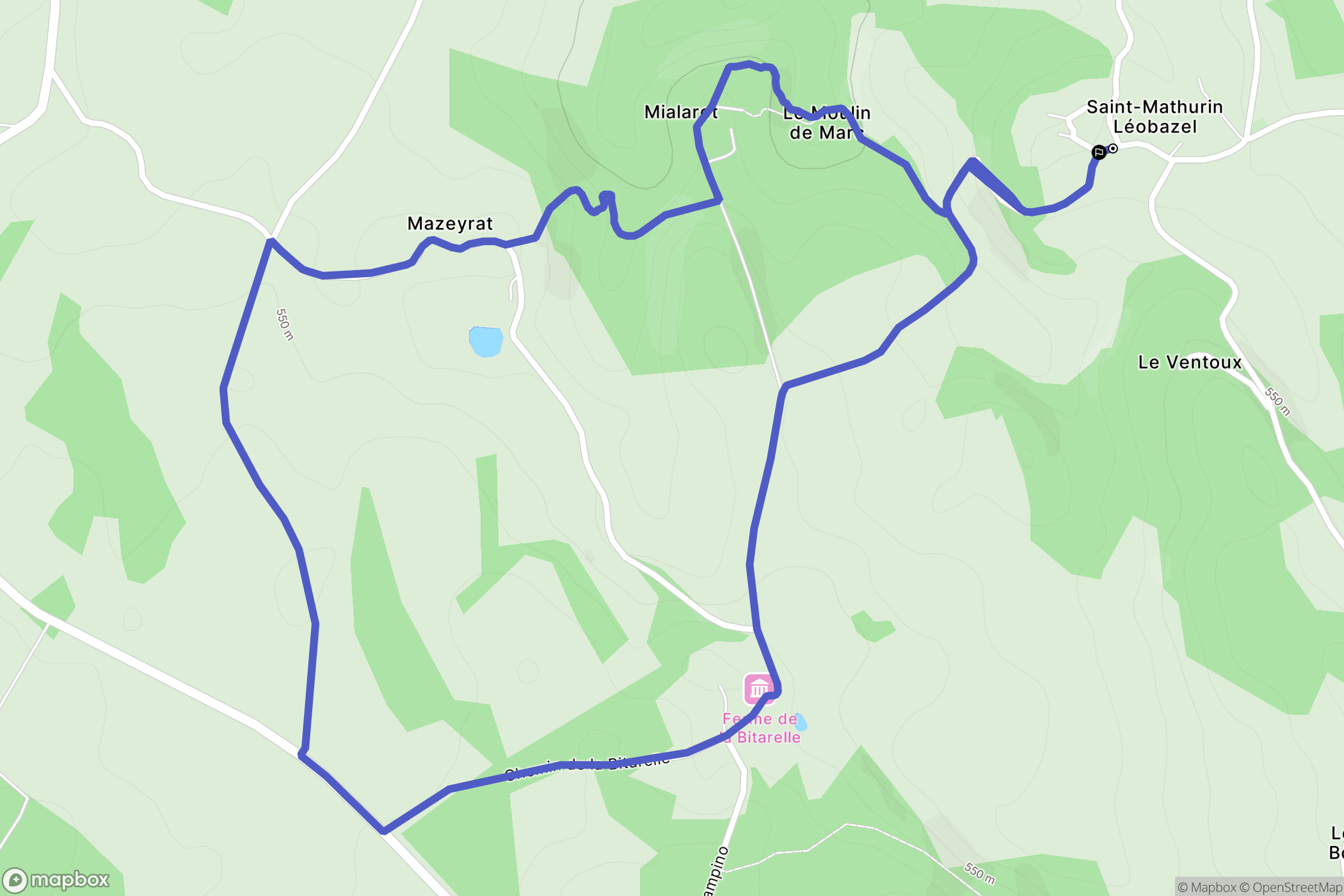 Camps-Saint-Mathurin-Léobazel : carte du parcours de randonnée - France
