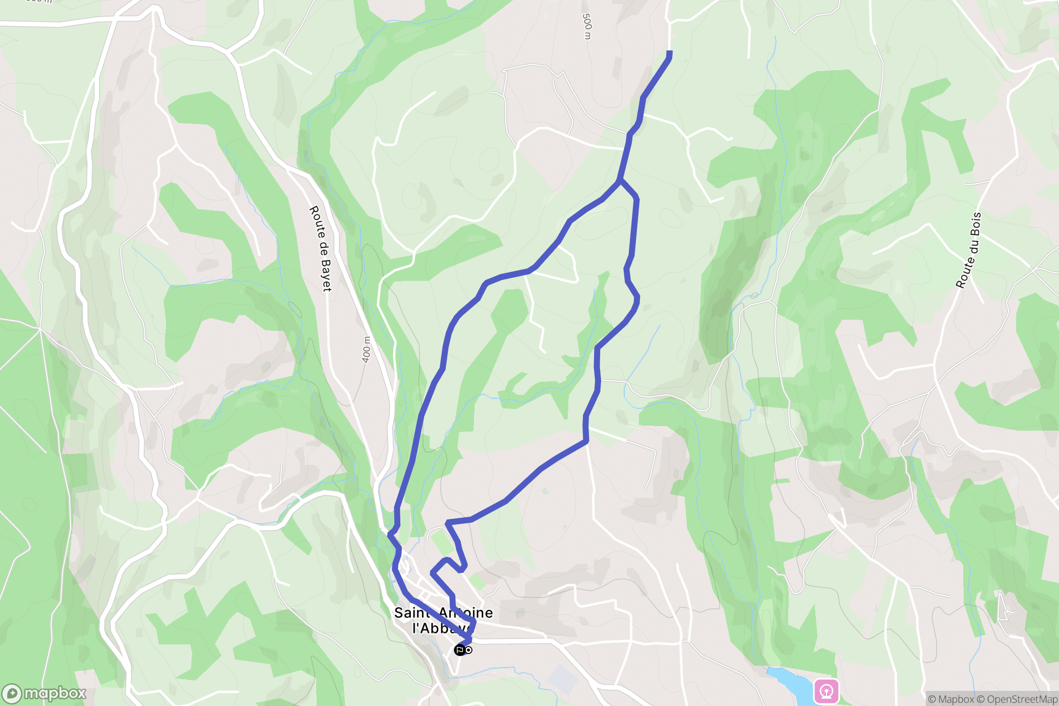 Saint-Antoine-l'Abbaye : carte du parcours de randonnée - France