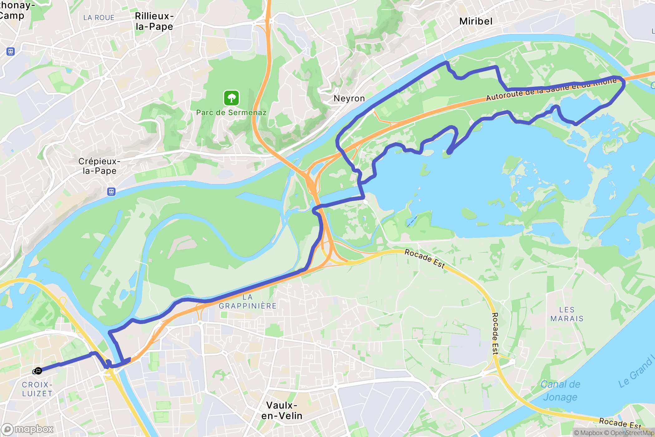 Villeurbanne : carte du parcours de randonnée - France