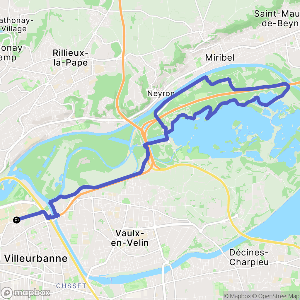 Villeurbanne : carte du parcours de randonnée - France