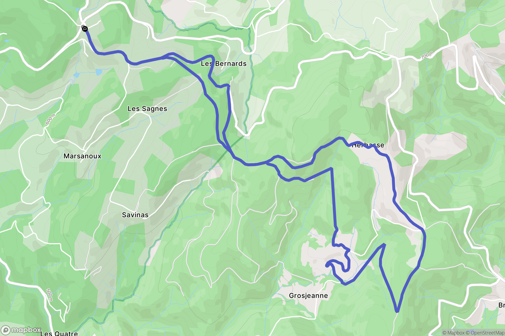 Vernoux-en-Vivarais : carte du parcours de randonnée - France