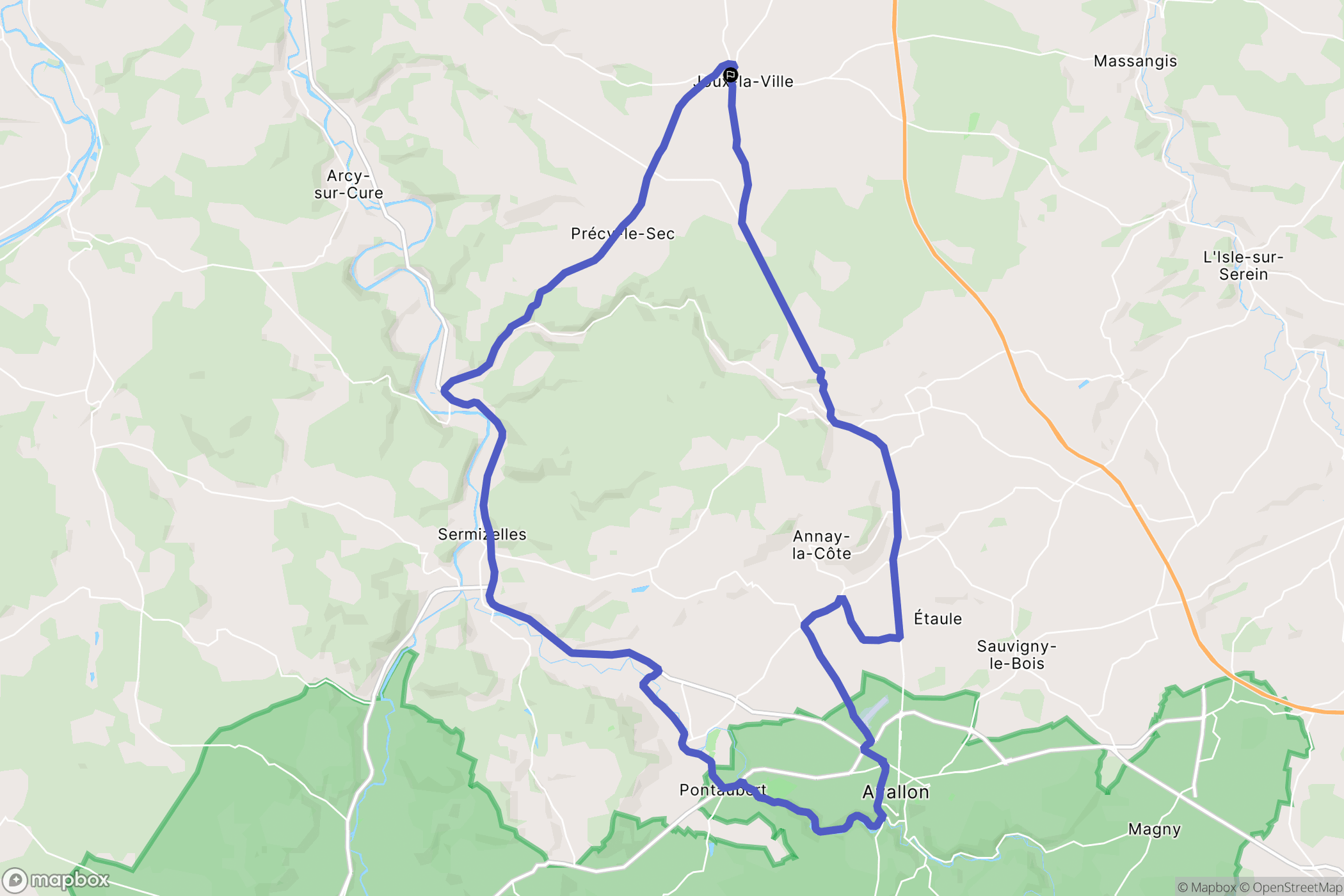Joux-la-Ville : carte du parcours de randonnée - France