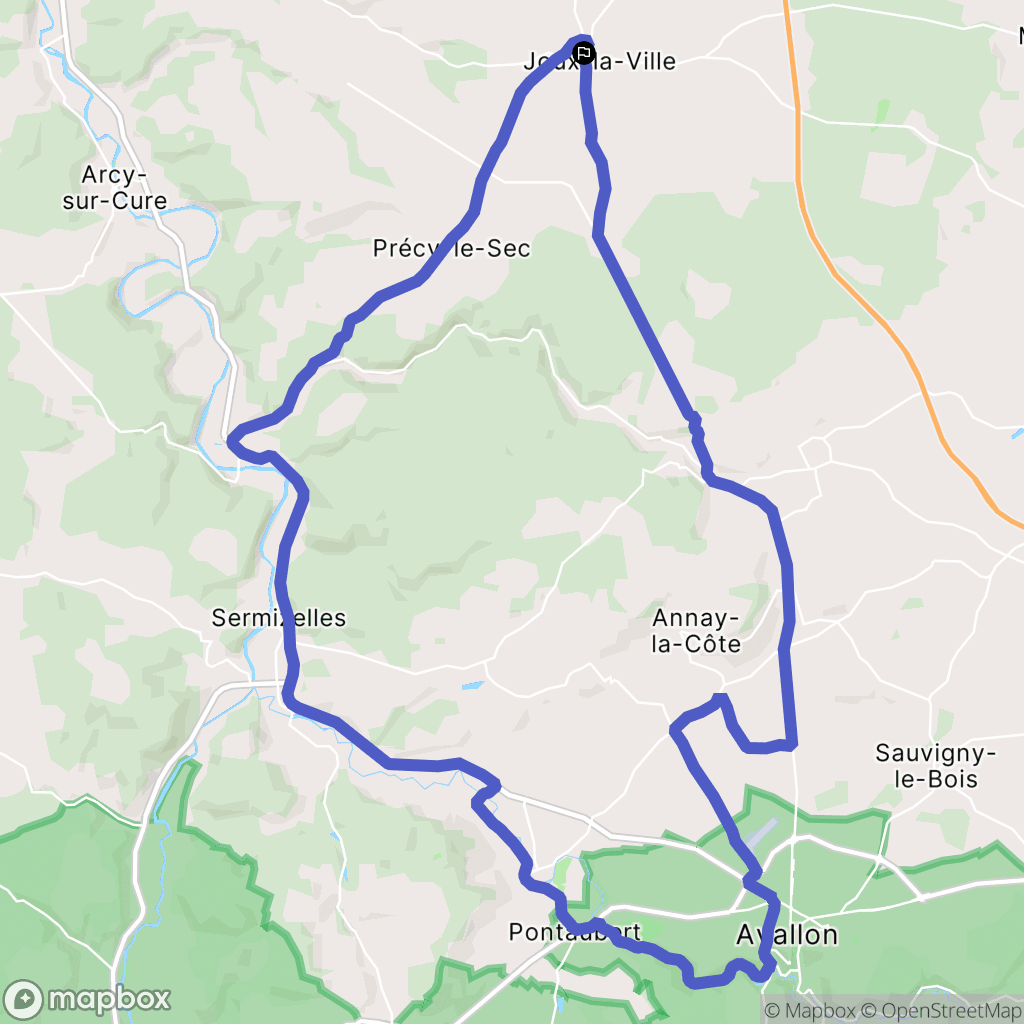 Joux-la-Ville : carte du parcours de randonnée - France