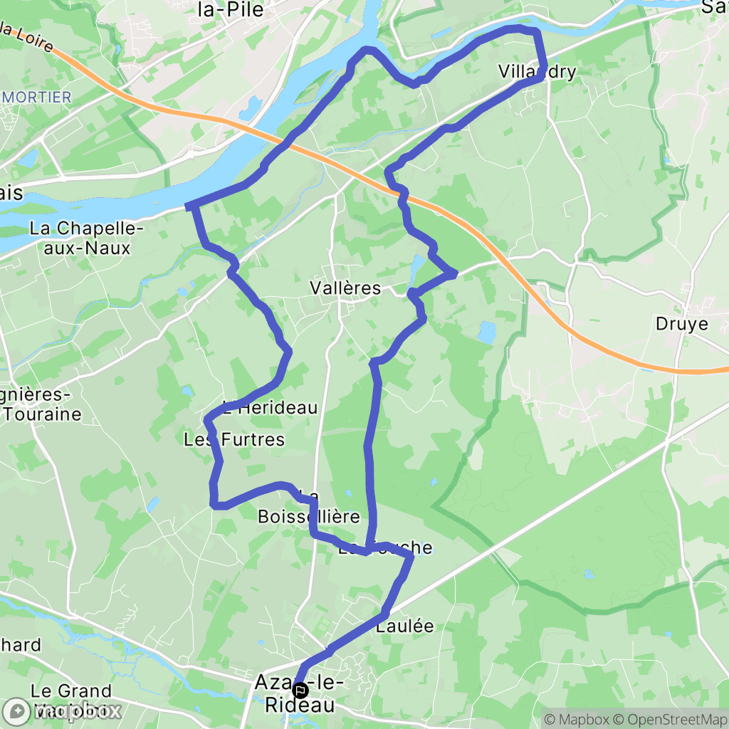 Azay-le-Rideau : carte du parcours de randonnée - France