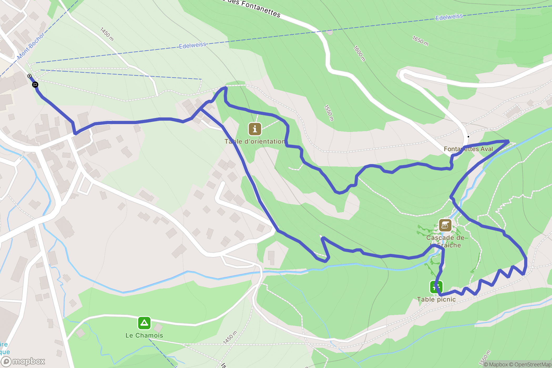 Pralognan La Vanoise : carte du parcours de randonnée - France