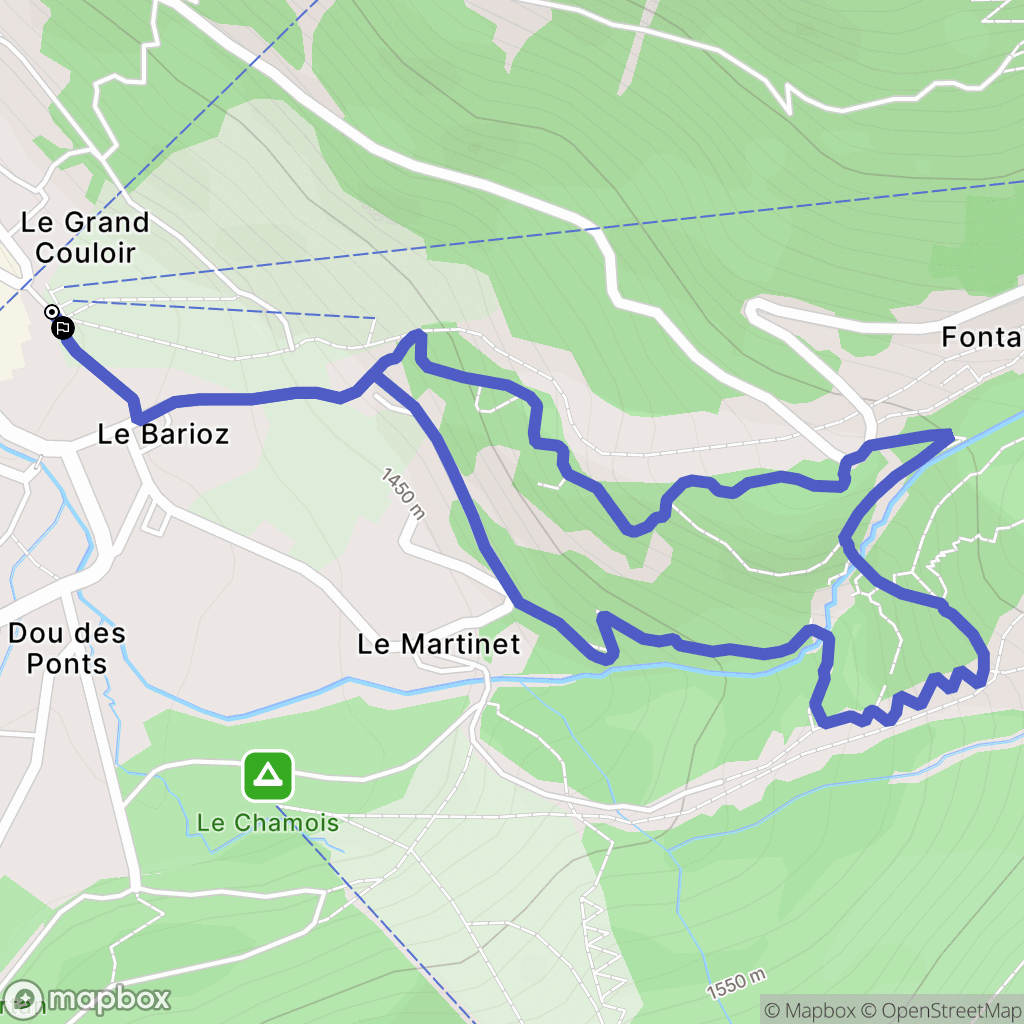 Pralognan La Vanoise : carte du parcours de randonnée - France