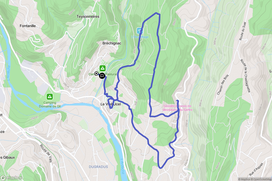 Ucel : carte du parcours de randonnée - France