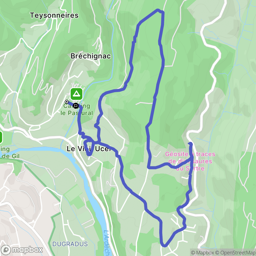 Ucel : carte du parcours de randonnée - France