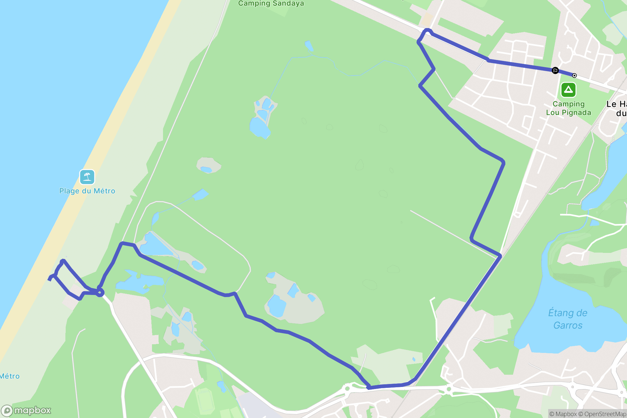 Ondres : carte du parcours de randonnée - France