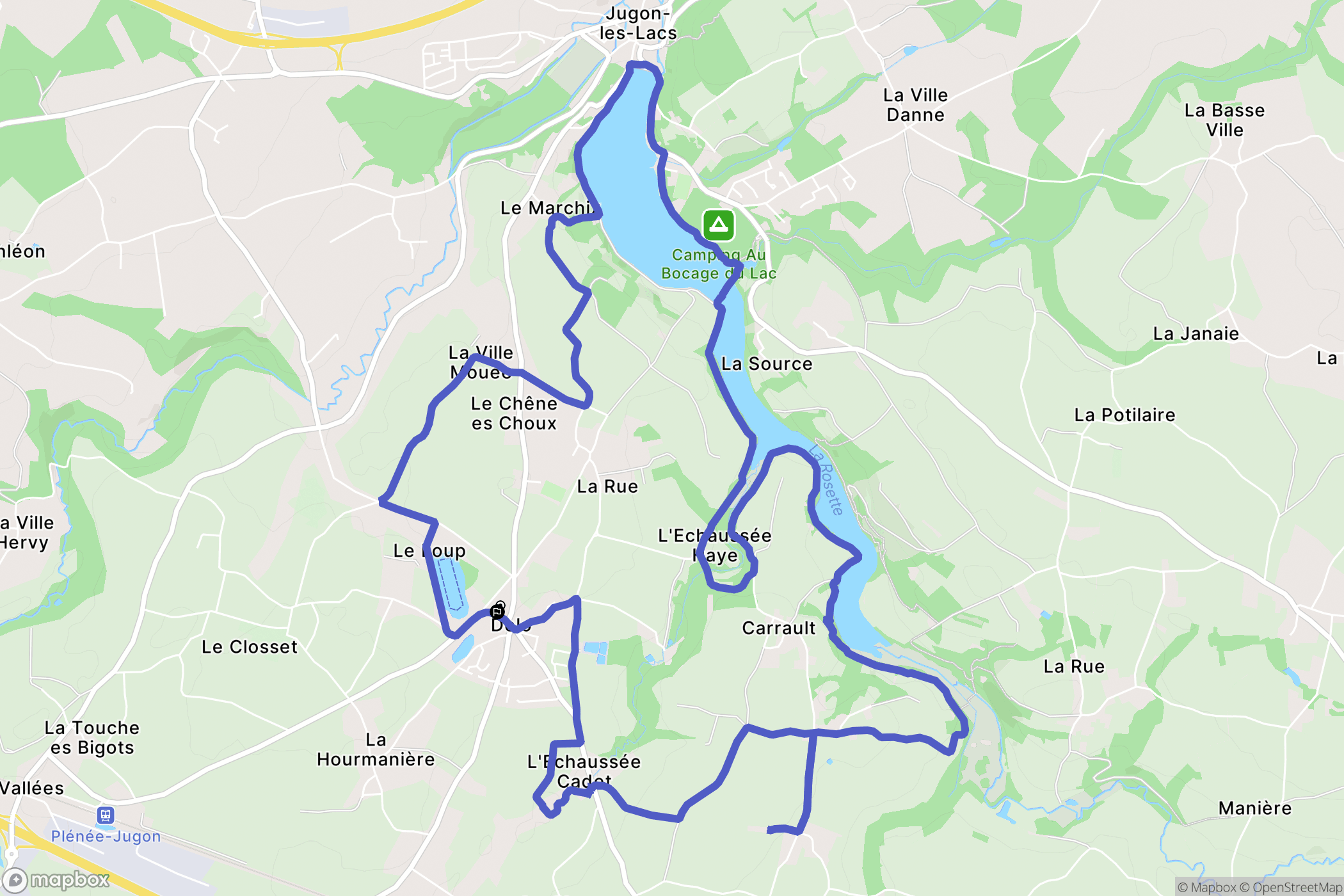 Jugon-les-Lacs-Commune-Nouvelle : carte du parcours de randonnée - France