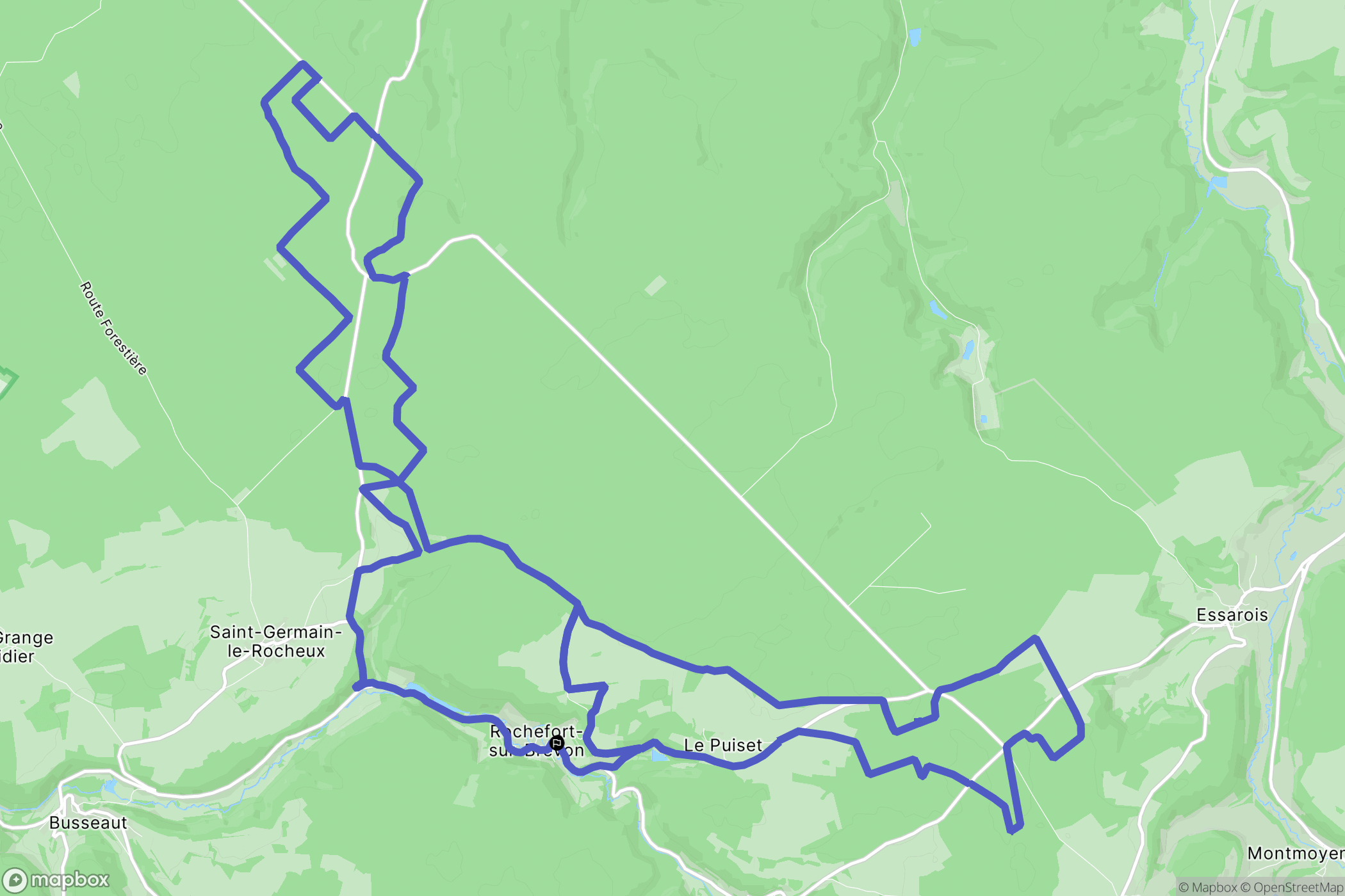 Rochefort-sur-Brévon : carte du parcours de randonnée - France