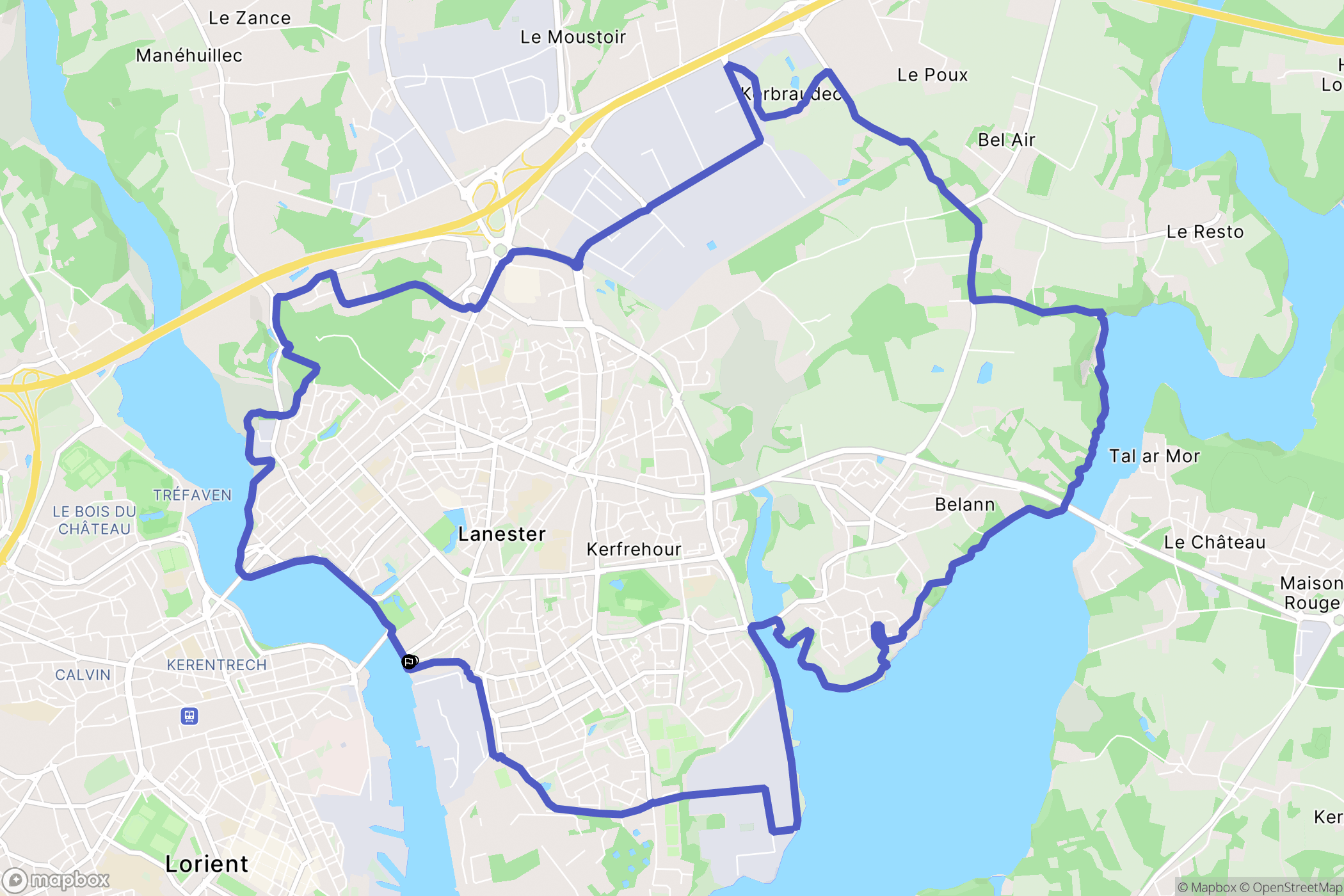 Lanester : carte du parcours de randonnée - France