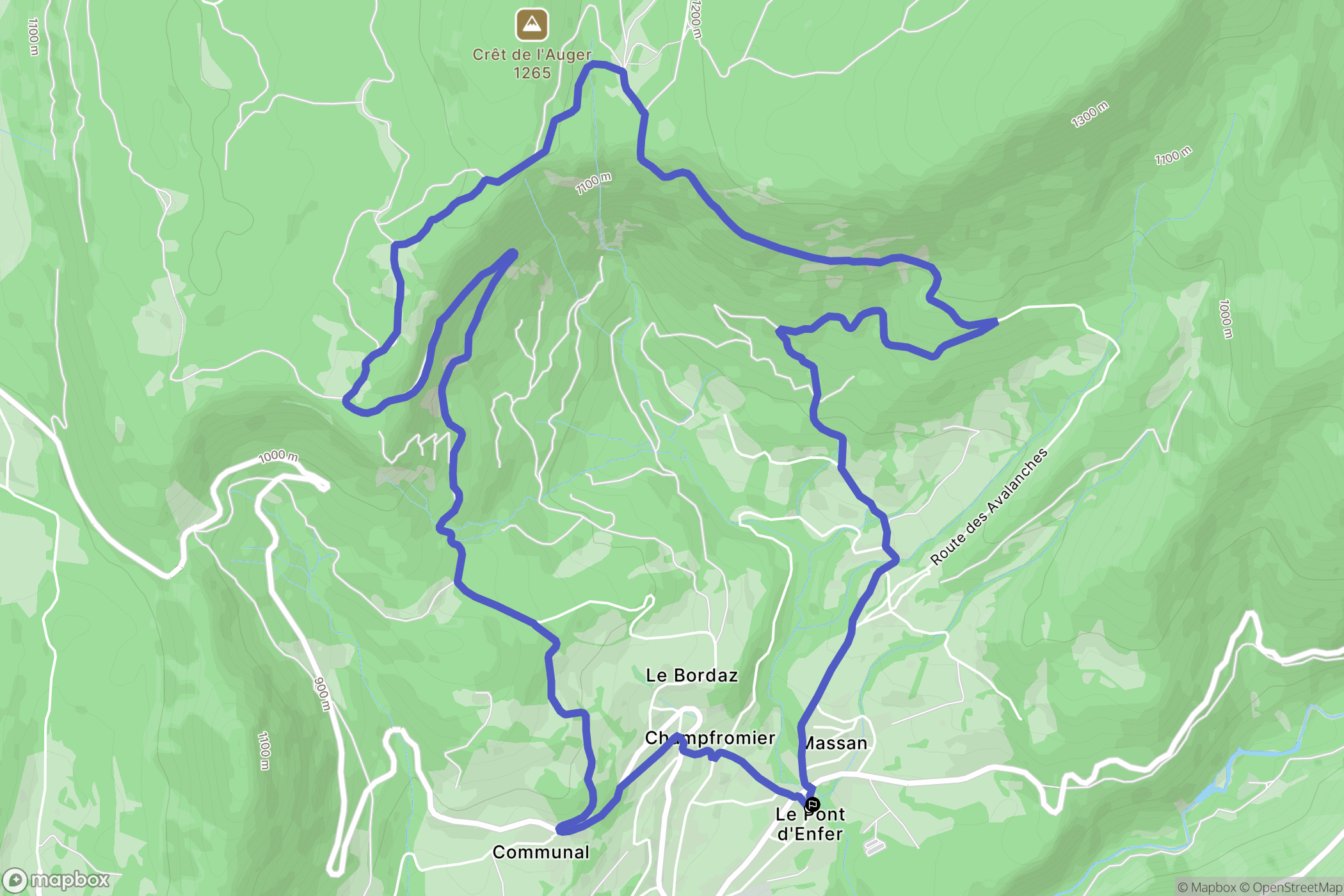 Champfromier : carte du parcours de randonnée - France