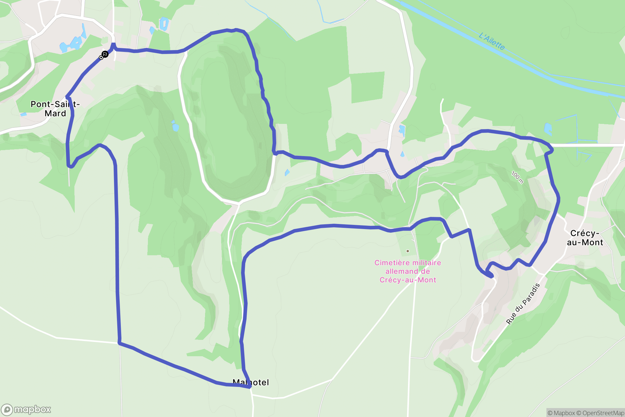 Pont-Saint-Mard : carte du parcours de randonnée - France
