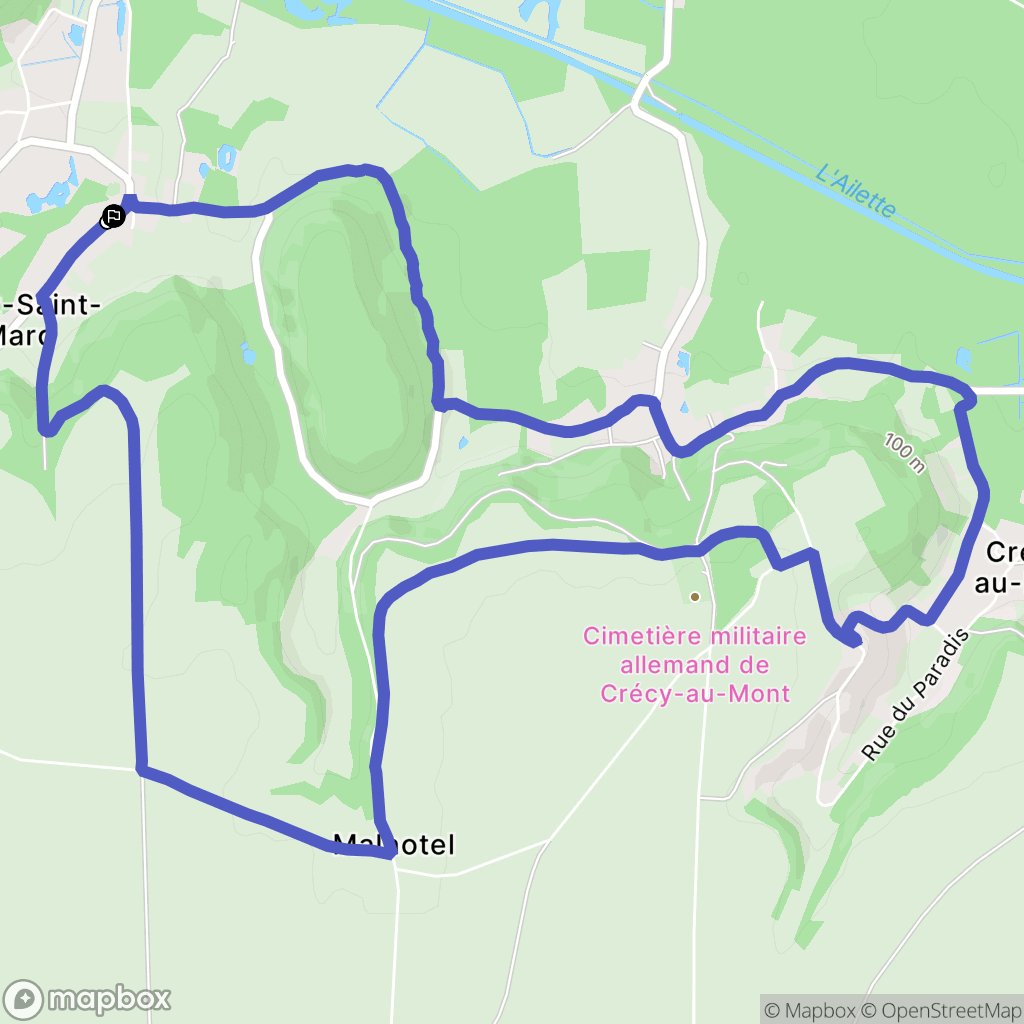 Pont-Saint-Mard : carte du parcours de randonnée - France