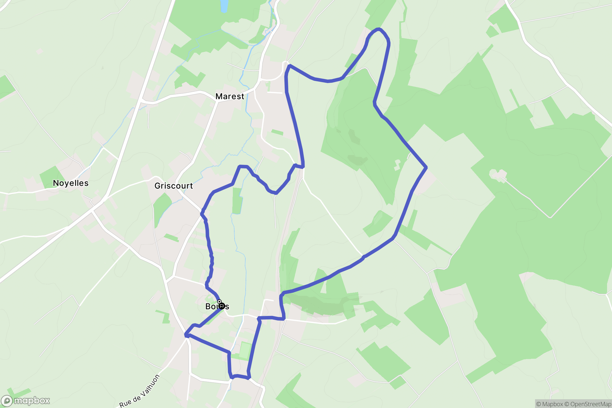Bours : carte du parcours de randonnée - France
