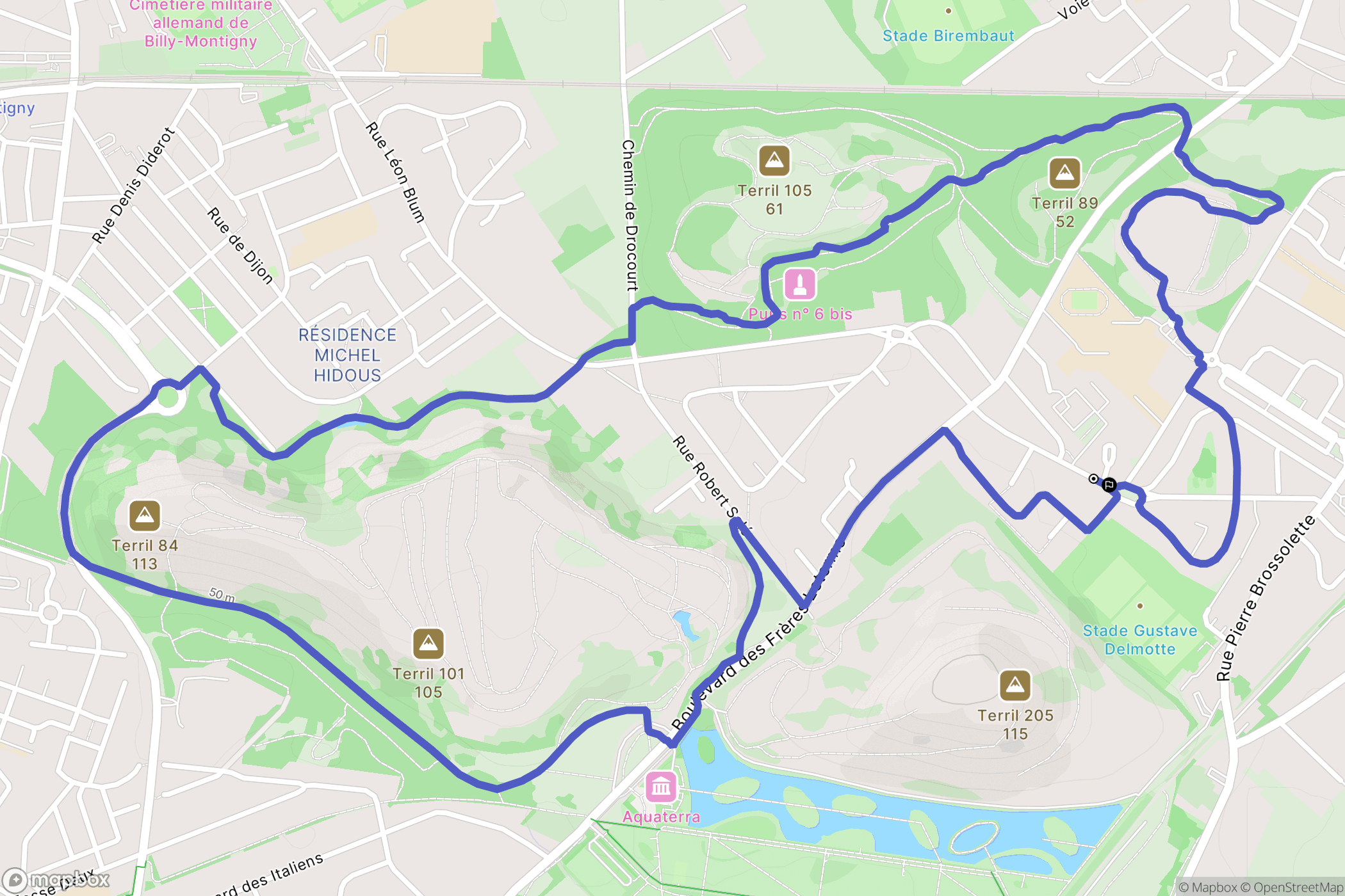 Hénin-Beaumont : carte du parcours de randonnée - France