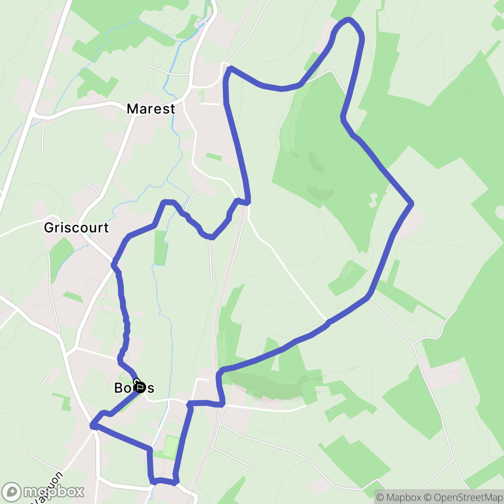 Bours : carte du parcours de randonnée - France