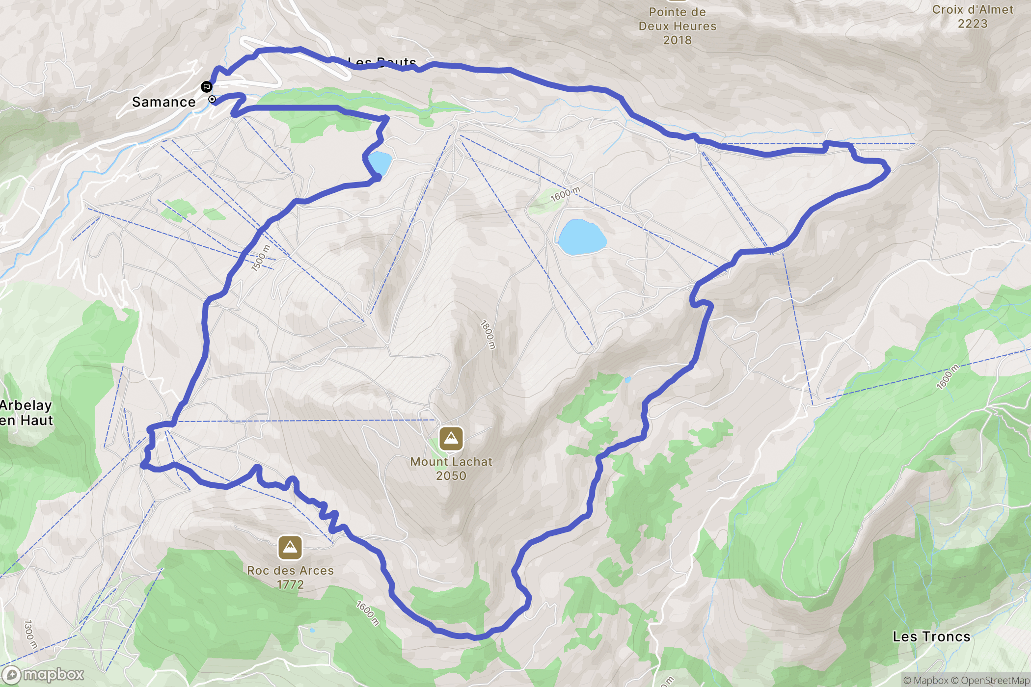 Le Grand-Bornand : carte du parcours de randonnée - France