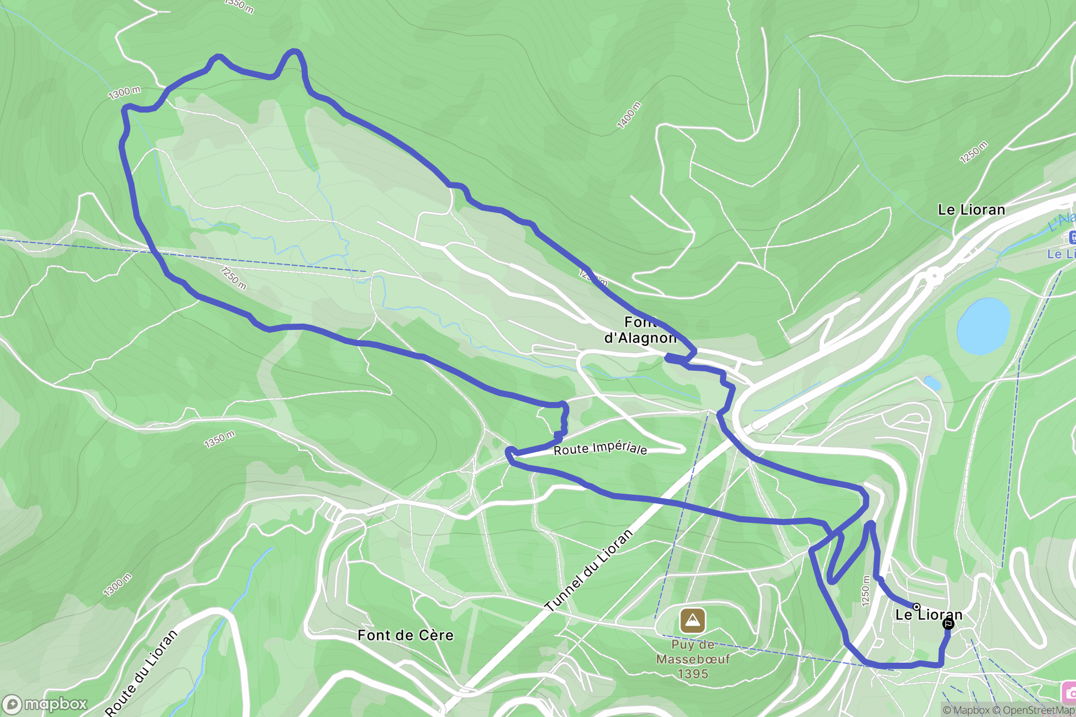 Laveissière : carte du parcours de randonnée - France