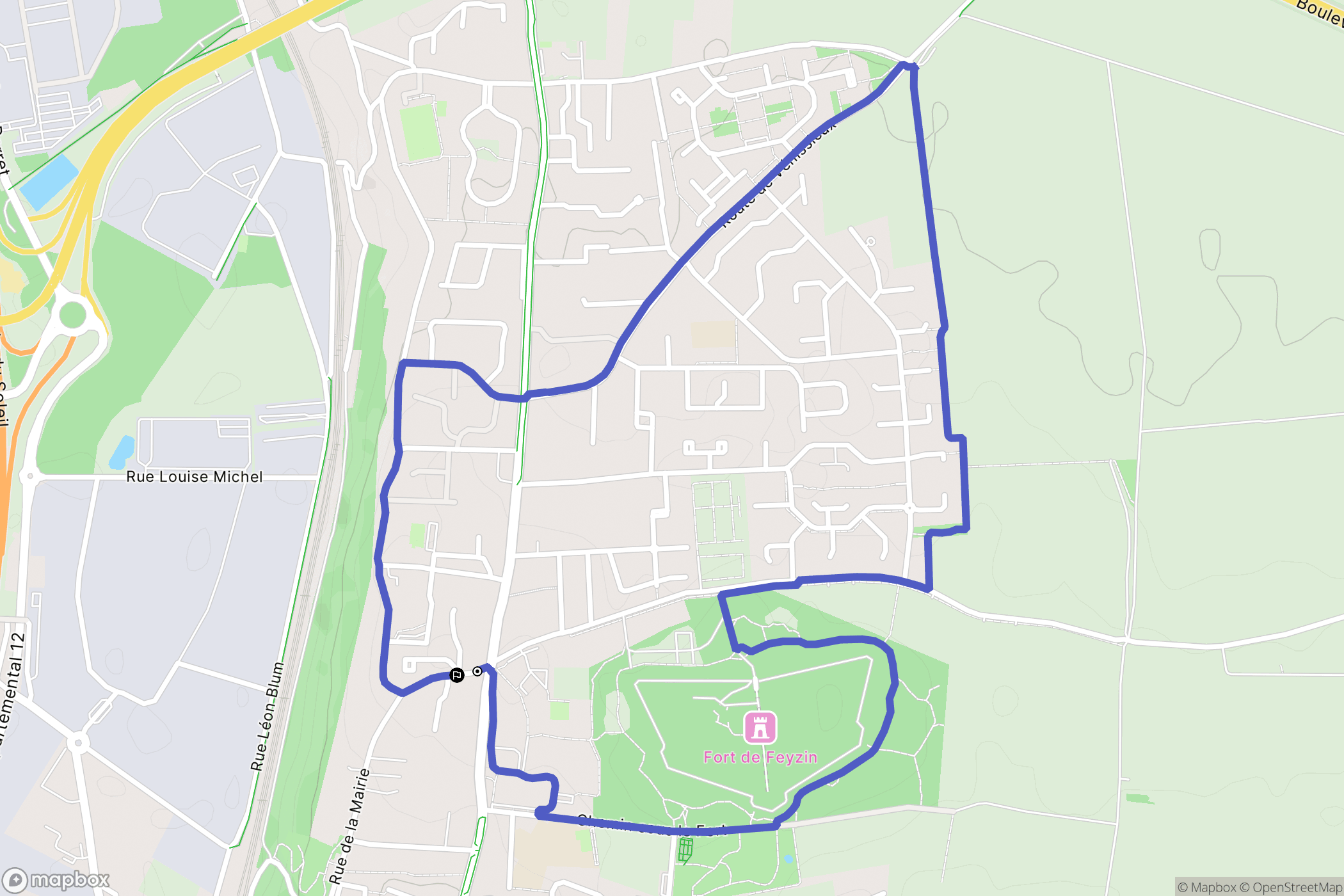 Feyzin : carte du parcours de randonnée - France