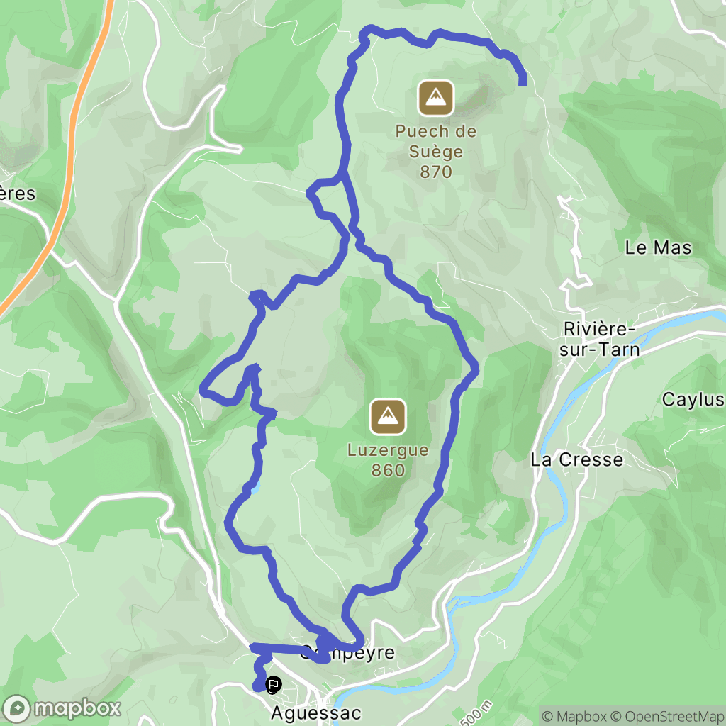 Aguessac : carte du parcours de randonnée - France