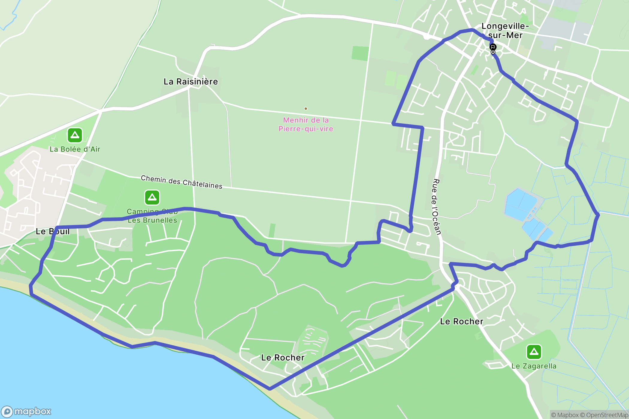 Longeville-sur-Mer : carte du parcours de randonnée - France