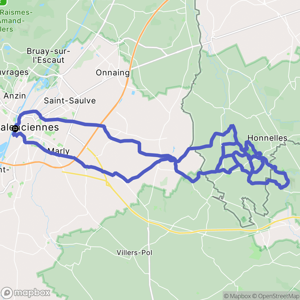 Valenciennes : carte du parcours de randonnée - France