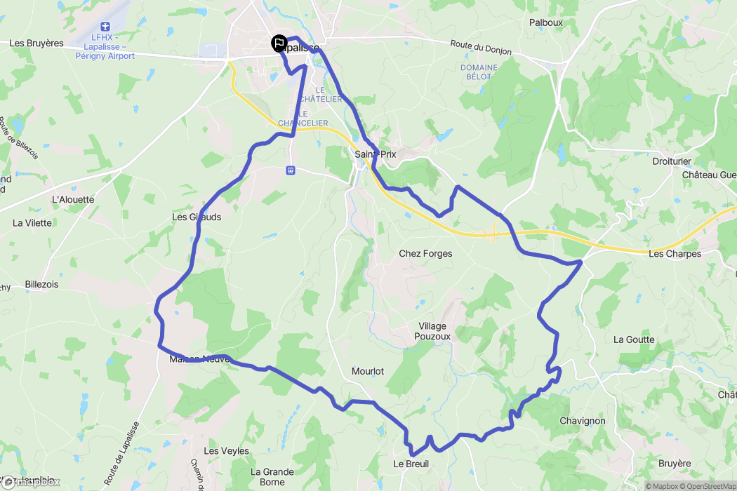 Lapalisse : carte du parcours de randonnée - France