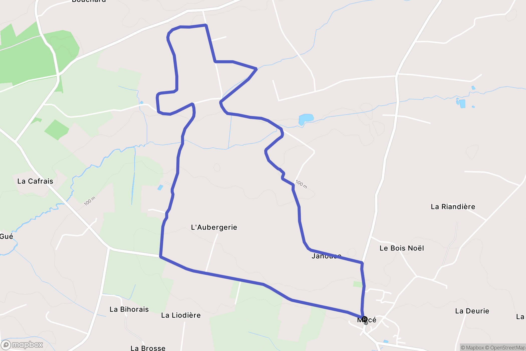Mecé : carte du parcours de randonnée - France