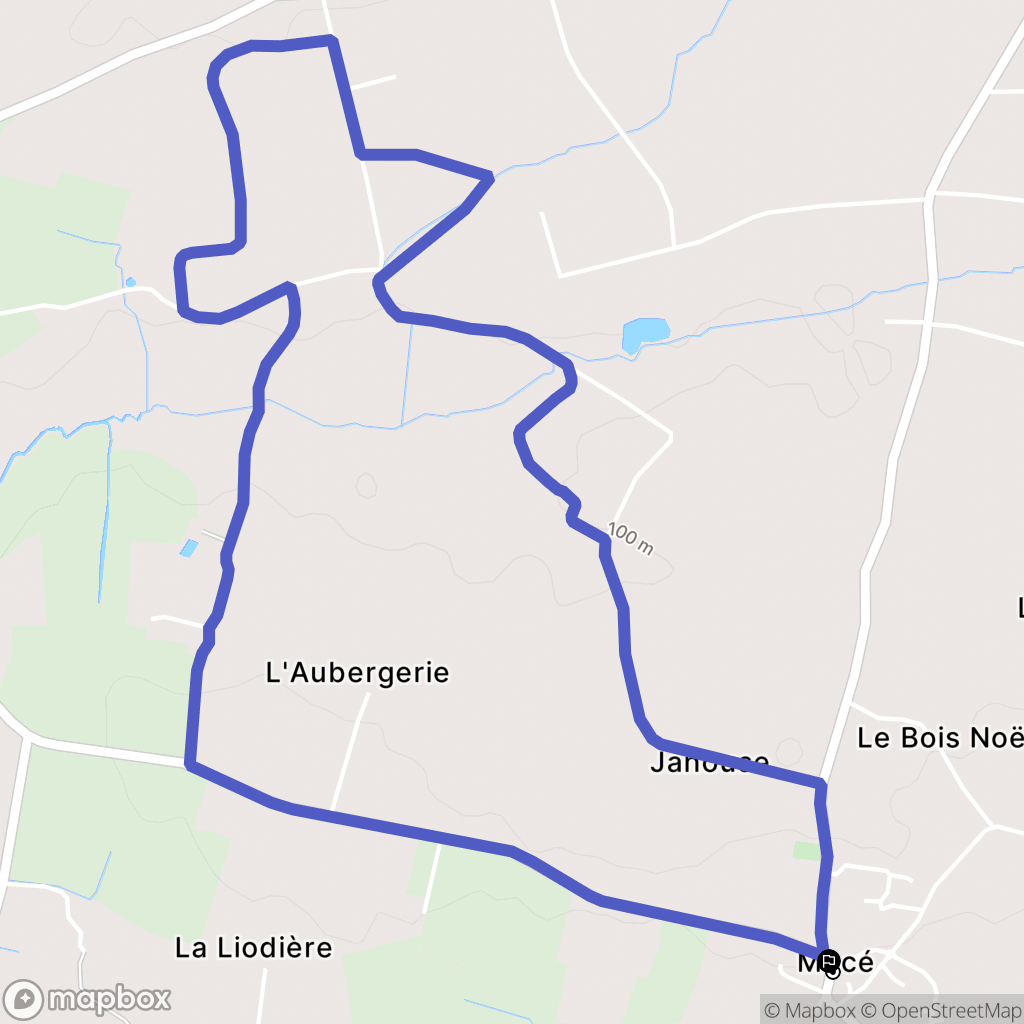 Mecé : carte du parcours de randonnée - France